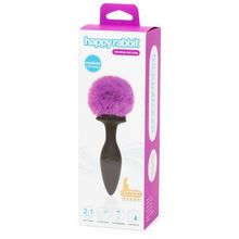 Черная анальная вибропробка Rechargeable Vibrating Bunny Tail Butt Plug Medium - 12 см. (226664)