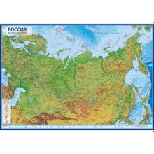 Карта Россия Физическая 1:14,5М 60х41 см (капсульная ламинация)
