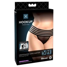 Черные трусики Crotchless Love Garter XL-XXL с анальной пробкой