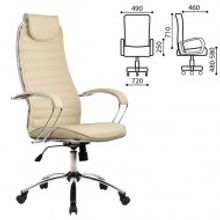 Кресло для руководителя,офисное МЕТТА BC-5CH", экокожа, хром, бежевое "