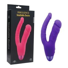 Howells Фиолетовый двойной вибратор INDULGENCE Rechargeable Insatiable Desire - 21 см.