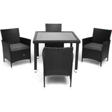 Tetchair Обеденный сет (стол+4стула) (mod. 210036), черный, ткань: DB-16, серый