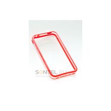 Бампер Яблоко для iPhone 4 прозрачный красный