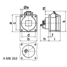 Bals Панельная розетка Bals 13777 400 В 32 А 5 полюсов IP44 Quick-Connect серо-красная