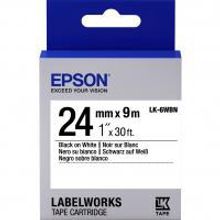 EPSON LK-6WBN картридж с лентой 24 мм, чёрный шрифт на белом фоне