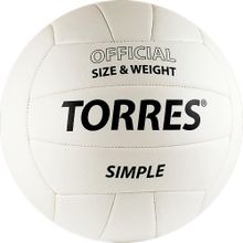 Мяч волейбольный Torres Simple р 5 любительский синт.кожа, маш.сшивка Бело-черный