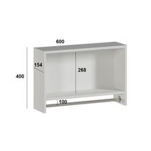 Шкаф подвесной со штангой для полотенец, с дверцами, белый, 60 х 17,4 х 40 см