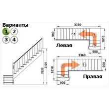 Лестница К-002М 1 Л 15 ступеней (h=3,12 м), сосна