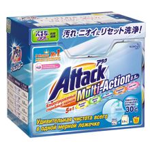 ATTACK Attack Multi-Action Концентрированный универсальный стиральный порошок с активным кислородным пятновыводителем, 900гр 566060 569459