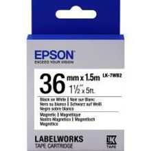 EPSON LK-7WB2 картридж с магнитной лентой 36 мм, чёрный шрифт на белом фоне