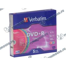 Диск DVD+R 4.7ГБ 16x Verbatim "43556", Slim, цветные (5шт. уп.) [49977]