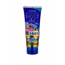 Feather HiShave Moist Gel Увлажняющий гель для бритья с гиалуроновой кислотой, коэнзимом Q10 и витамином А, с морским ароматом, 230 г