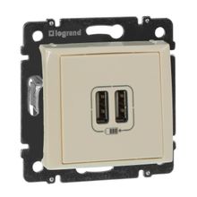 Legrand Розетка USB двойная Legrand Valena 240V 5V 2400mA слоновая кость 774170 ID - 238453