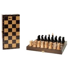 Шахматы обиходные деревянные "Объедовские" с дорожной деревянной венге доской, рисунок золото "Класс (470-20)