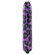 Фиолетовый вибратор с леопардовым принтом - 16 см. Фиолетовый