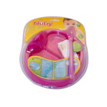 Nuby Тарелочка Nuby двухсекционная и ложка с длиной ручкой 5412