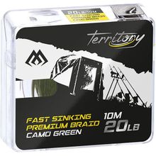 Поводочный плетеный шнур Mikado Territory FAST SINKING PREMIUM BRAID 30Lb (10 м) зелёный-сamo