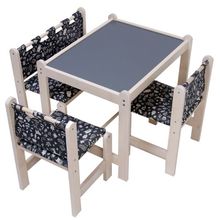 Набор детской игровой мебели: стол + 2 стула + скамья, Каспер, серый