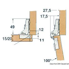 Osculati Spring hinge 5-9 mm 94x54 mm, 38.525.42