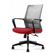 Кресло офисное Интер LB черный пластик серая сетка вишневая ткань