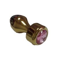 Анальная втулка с кристаллом Gold Butt Plug Pink 7,8 см