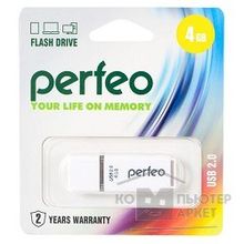 Perfeo USB Drive 4GB C01 White PF-C01W004