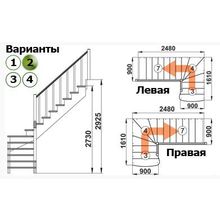 Лестница К-001М 2 Л 14 ступеней (h=2,925 м) с подступенками, сосна