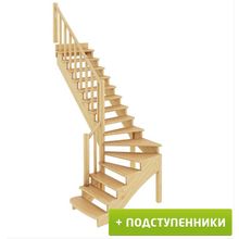 Лестница К-001М 4 Л 15 ступеней (h=3,12 м) с подступенками, сосна