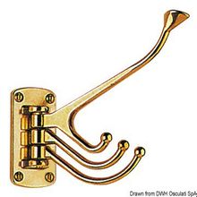 Osculati Polished brass 4-hook coat hanger 81x39 mm, 38.205.00