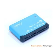 Картридер &lt;AII in 1&gt; USB 2.0 MINI Blue &lt;SDHC class2,4,6 microSD microMMC miniSD, прорезиненный пластик&gt;