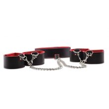 Shots Media BV Чёрно-красный двусторонний комплект для бандажа Reversible Collar   Wrist   Ankle Cuffs