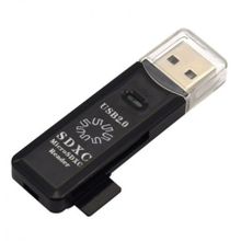 Карт-ридер внешний USB 5Bites RE2-100BK Black, microSD SD, USB2.0