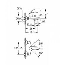 Однорычажный смеситель для ванны с душем Grohe Eurosmart 33300001