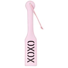 Blush Novelties Розовый пэддл с надписью XOXO Paddle - 32 см. (розовый с черным)