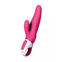 Ярко-розовый вибратор  Satisfyer Mr. Rabbit с клиторальным отростком - 22,1 см. (118502)