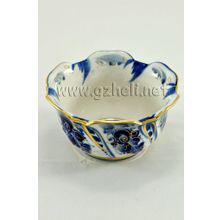 Розетка для варенья "Морской бриз" в золоте. Гжельский фарфор. арт. 1157