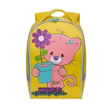 Рюкзак GRIZZLY RS-896-3 1 Кошка с цветком (желтый) детский