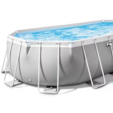 Бассейн каркасный 503х274х122см, Prism Frame Pool Oval (ромб), фильтр насос 5678 л ч, лестница, тент, подстилка Intex 26796