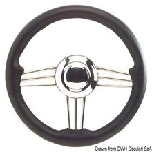 Osculati SS+polyurethane steering wheel black 350 mm, 45.171.35