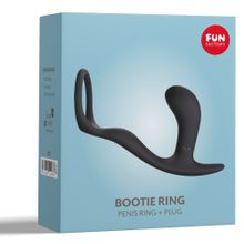 Чёрное эрекционное кольцо с анальной пробкой Bootie Ring