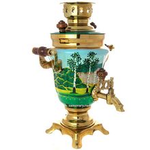 Электрический самовар 1,5 литра с художественной росписью "Ясная поляна", арт. 150477