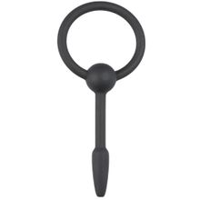 EDC Черный уретральный расширитель Small Silicone Penis Plug With Pull Ring - 10,5 см. (черный)