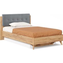 Алмаз. Любимый дом Марта-2 Кровать 1200 (с ПМ и мягкой накладкой, точечная  утяжка Neo 25) (Дуб Золотой Глубокий серый)