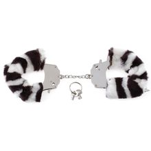 Pipedream Металлические наручники Original Furry Cuffs с мехом под зебру (зебра)