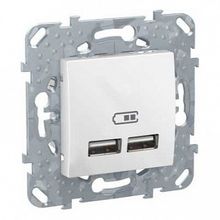 Розетка 2xUSB UNICA, белый |  код. MGU5.418.18ZD |  Schneider Electric