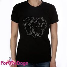 Женская футболка с собакой Шпиц черная 123SS-2014