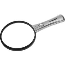 Лупа ЗУБР "МАСТЕР", светодиодная подсветка, 2-х 4-х кратное увеличение, диаметр линзы 100мм