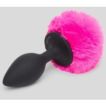 Черная анальная пробка с розовым хвостом Medium Bunny Tail Butt Plug (225601)