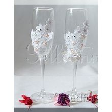 Свадебные бокалы со стразами Сваровски Gilliann Розовый жемчуг GLS079 - набор из 2 шт.