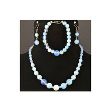 Бусики-Колечки Комплект Лунный Камень "Клюковка" арт.П3891